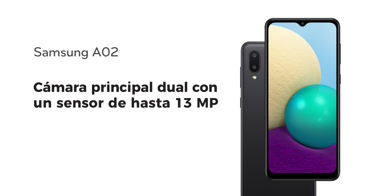 Samsung A02 con cámara principal dual con un sensor de hasta 13 MP 