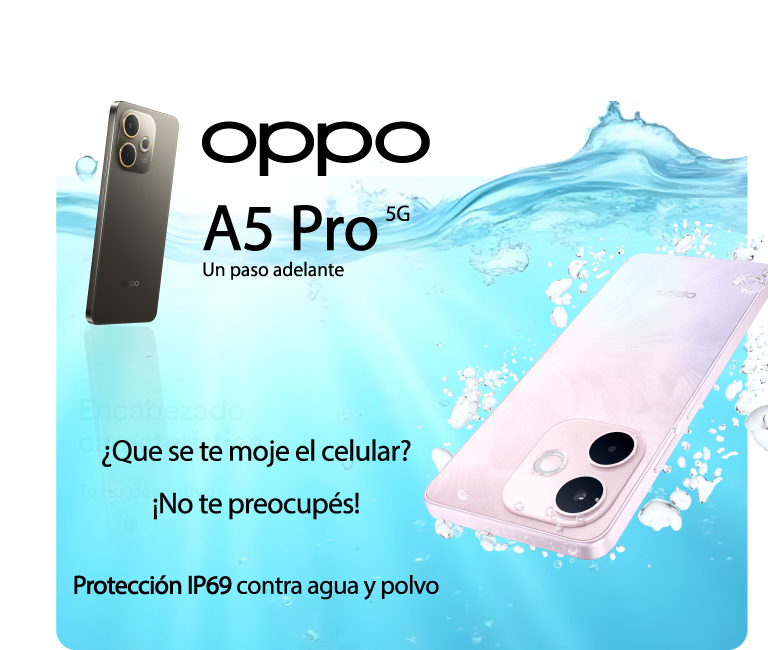 OPPO A5 Pro 5G, Protección IP69 contra agua y polvo