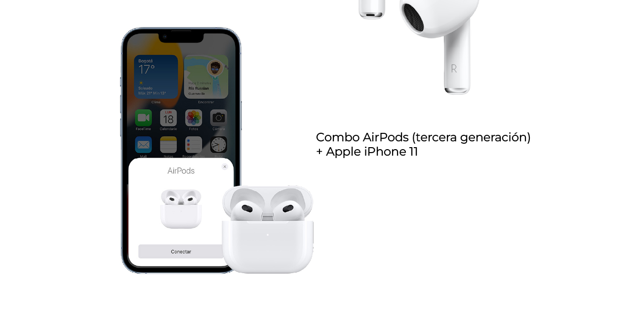  En combo Airpods (tercera generación) + Apple iPhone 11