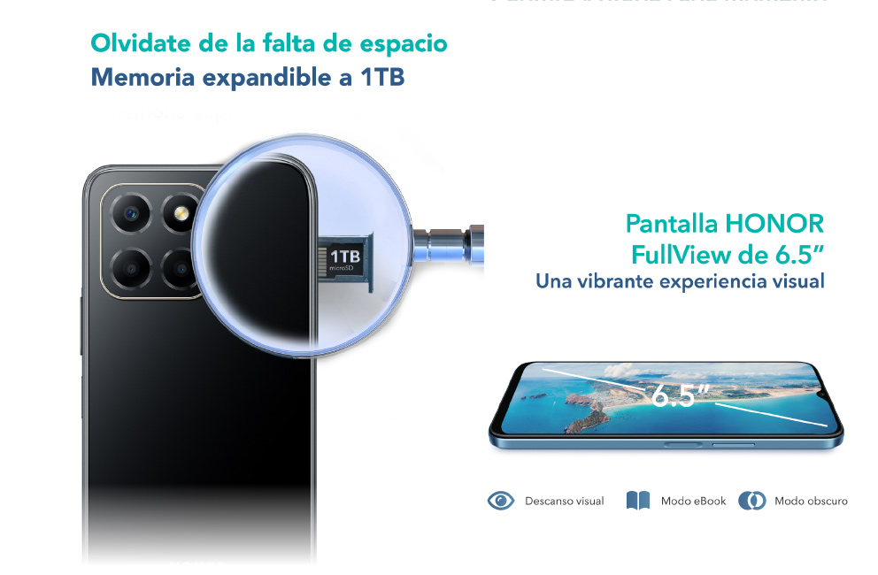 Memoria expandible de hasta 1TB y pantalla FullView de 6.5