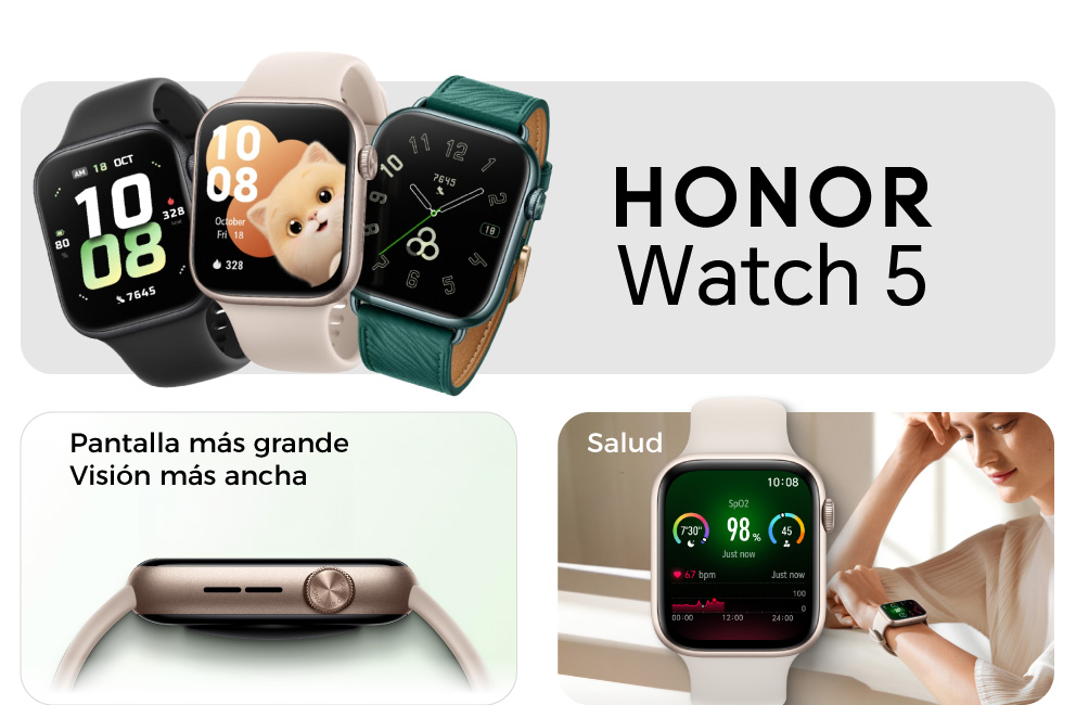 HONOR Watch 5 pantalla más grande visión más ancha