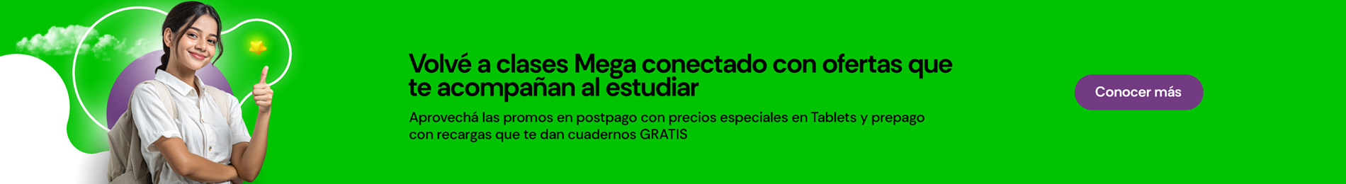 Volvé a clases Mega conectado con ofertas que te acompañan al estudiar
