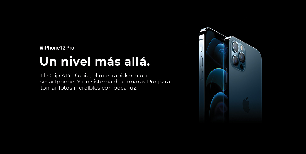 iPhone 12 Pro, un nivel más allá! El chip A14 Bionic, el más rápido en un smartphone. Y un sistema de cámaras Pro para tomar fotos increíbles con poca luz. 