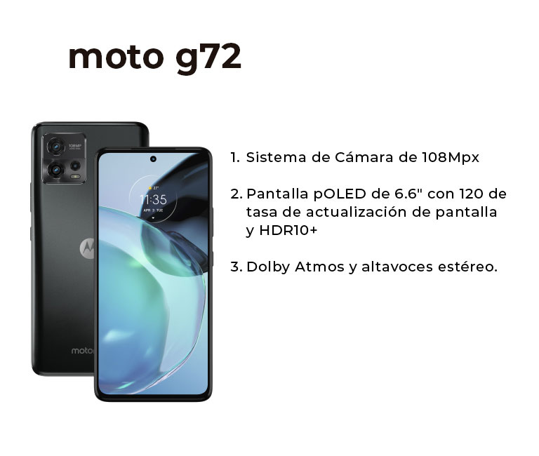 Capturá los mejores momentos de tu vida con el sensor de ultra alta resolución de 108Mpx. Disfrutá de mil millones de colores en una pantalla pOLED con contraste infinito HDR10+ de 6.6". Sentí el sonido multidimensional de Dolby Atmos®1