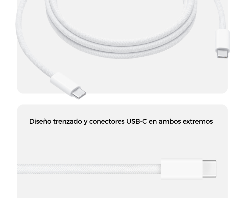 Diseño trenzado y conectores USB-C en ambos extremos