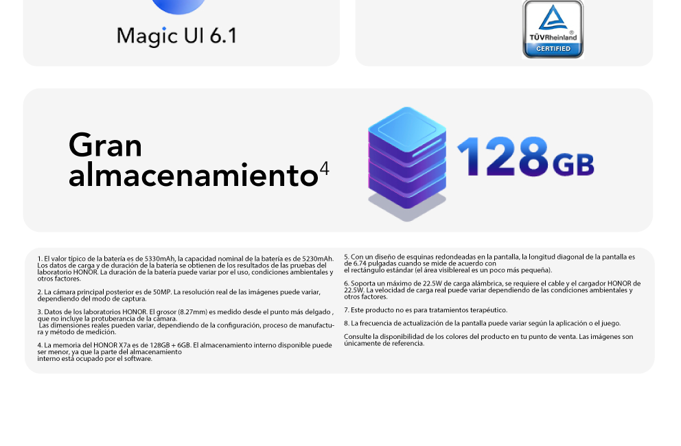HONOR X7A con gran almacenamiento de 128GB