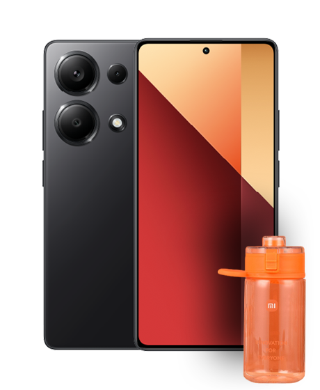 Redmi Note 13 Pro vista frontal, trasera y regalo