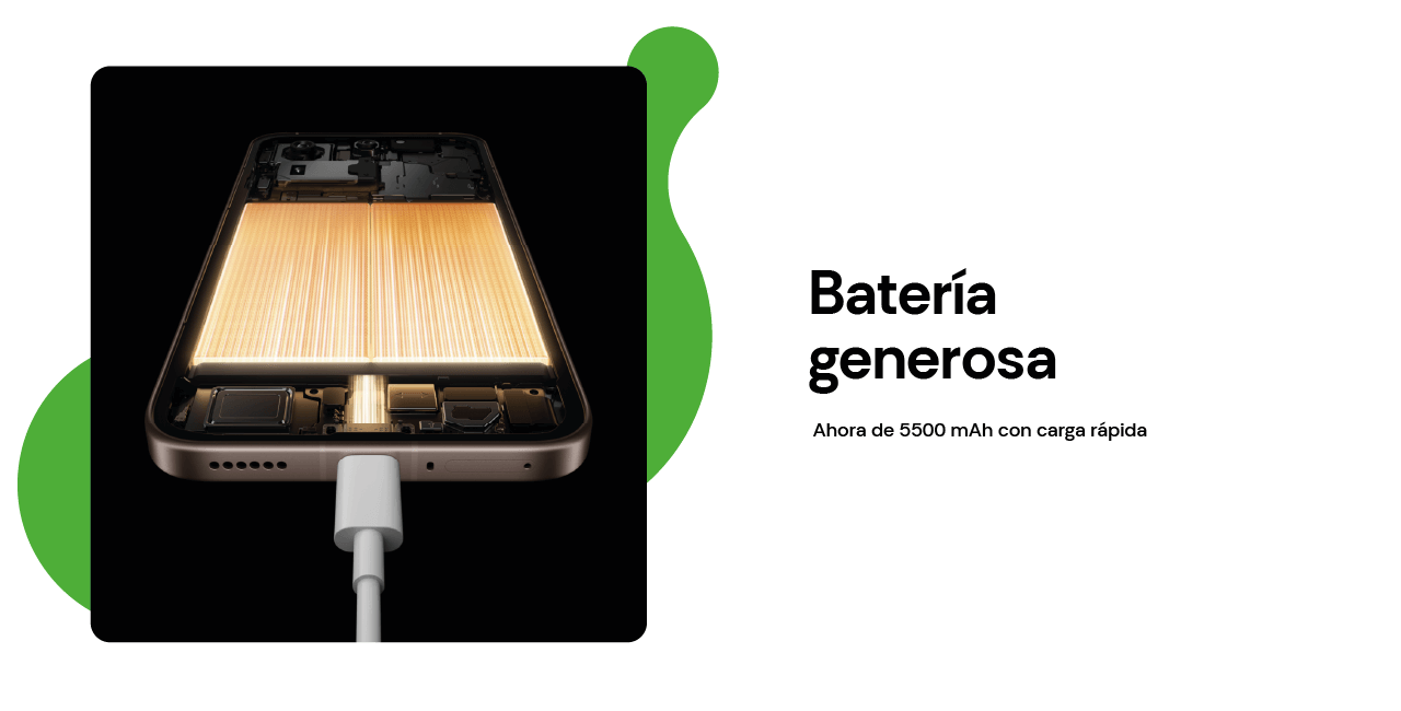 Batería de 5 500 mAh con carga rápida