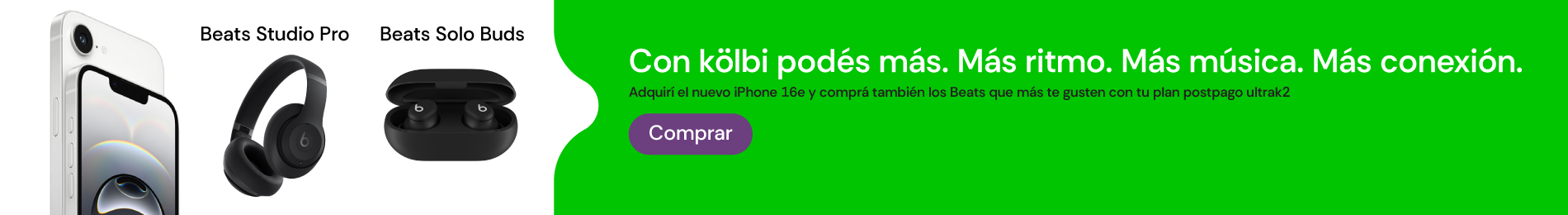 Llevate el iPhone 16e con tus Beats favoritos en un plan postpago ultra k2