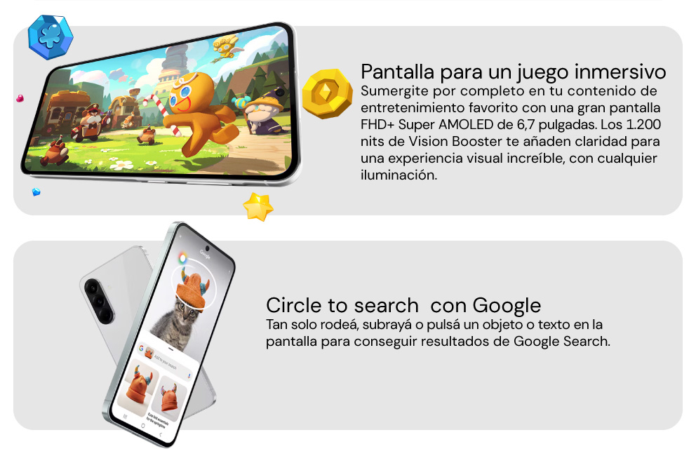 Pantalla para juegos inmersivos y resultados de búsqueda de Google con solo seleccionar un objeto