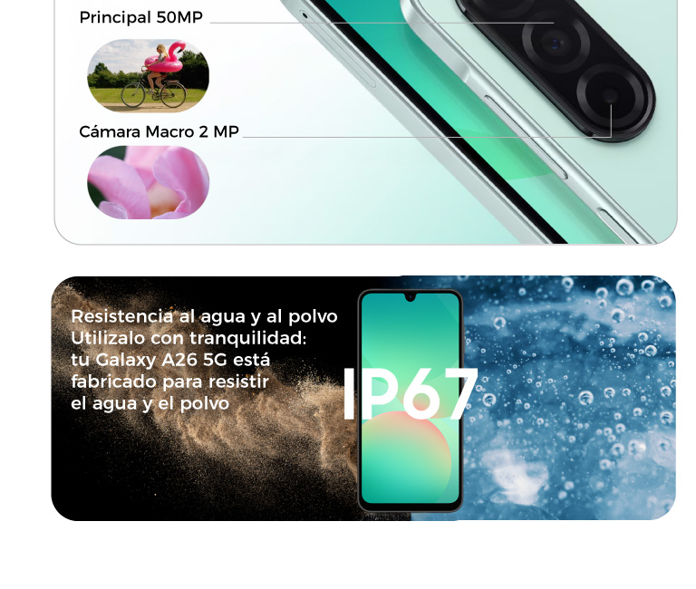 IP67: resistencia al agua y al polvo