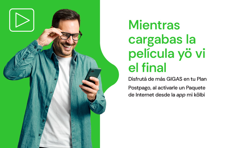 Disfrutá de más GIGAS en tu plan al activarle un paquete de Internet desde la app kolbi.