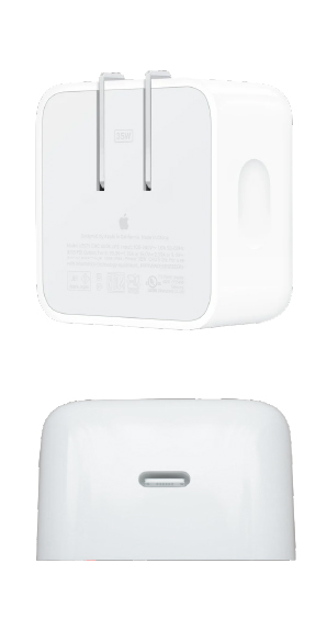 Apple Adaptador Dinamico 40W vista frontal y trasera