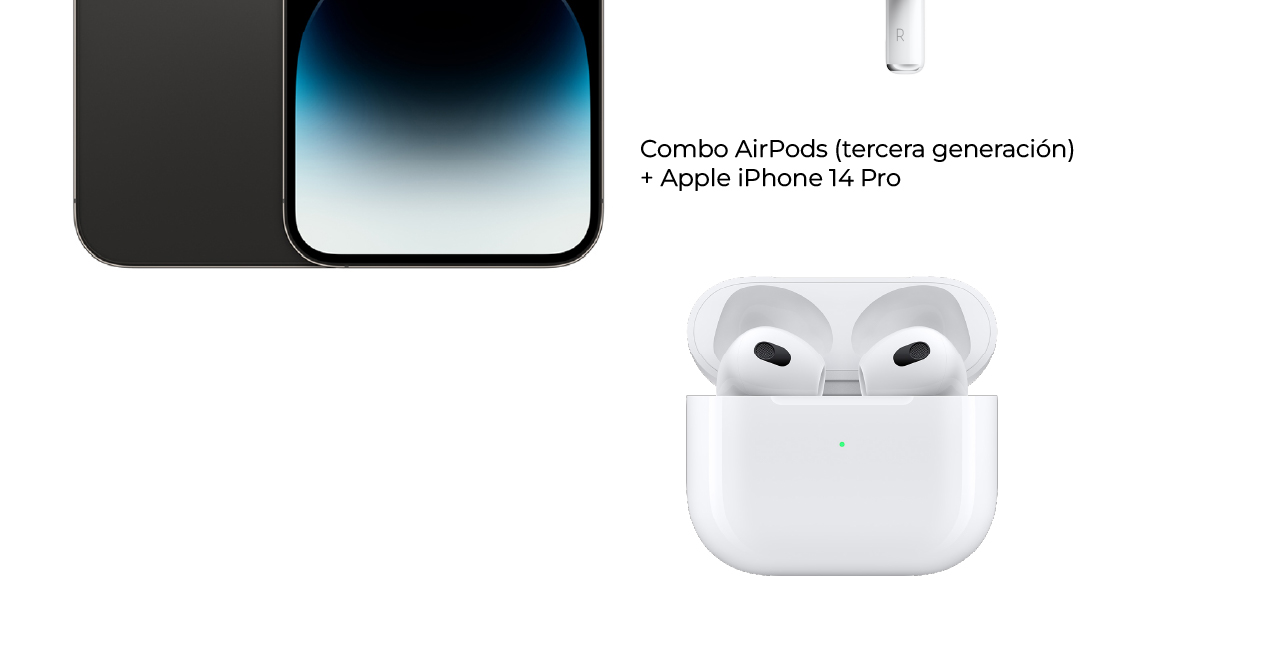 En combo AirPods (tercera generación) + Apple iPhone 14 Pro