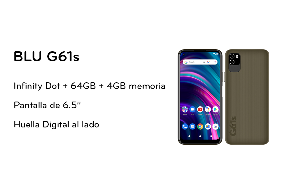 Blu G61s pantalla de 6.5" con huella digital al lado