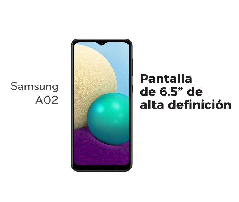 Samsung A02 con pantalla de 6.5" de alta definición
