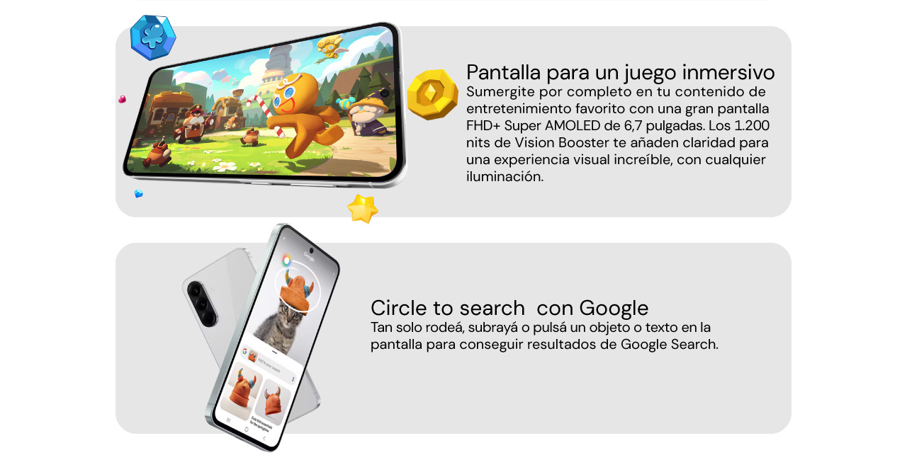 Pantalla para juegos inmersivos y resultados de búsqueda de Google con solo seleccionar un objeto