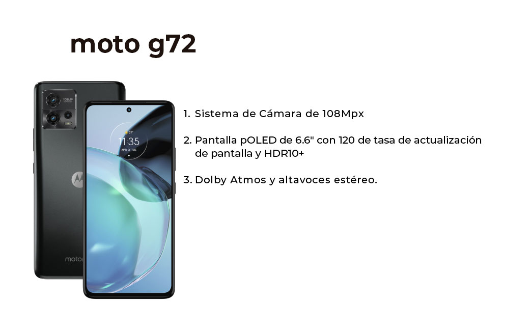 Capturá los mejores momentos de tu vida con el sensor de ultra alta resolución de 108Mpx. Disfrutá de mil millones de colores en una pantalla pOLED con contraste infinito HDR10+ de 6.6". Sentí el sonido multidimensional de Dolby Atmos®1
