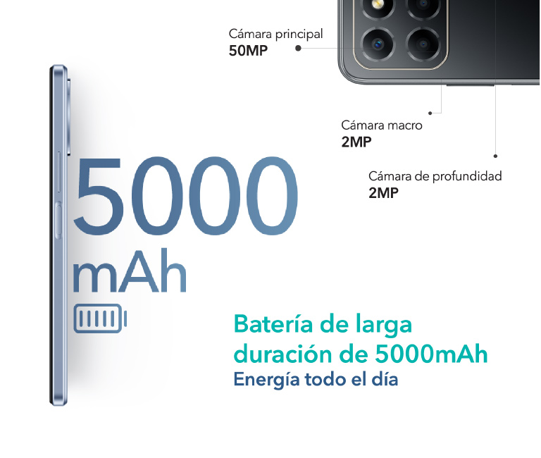 Cámara principal de 50MP y batería de 5000mAh