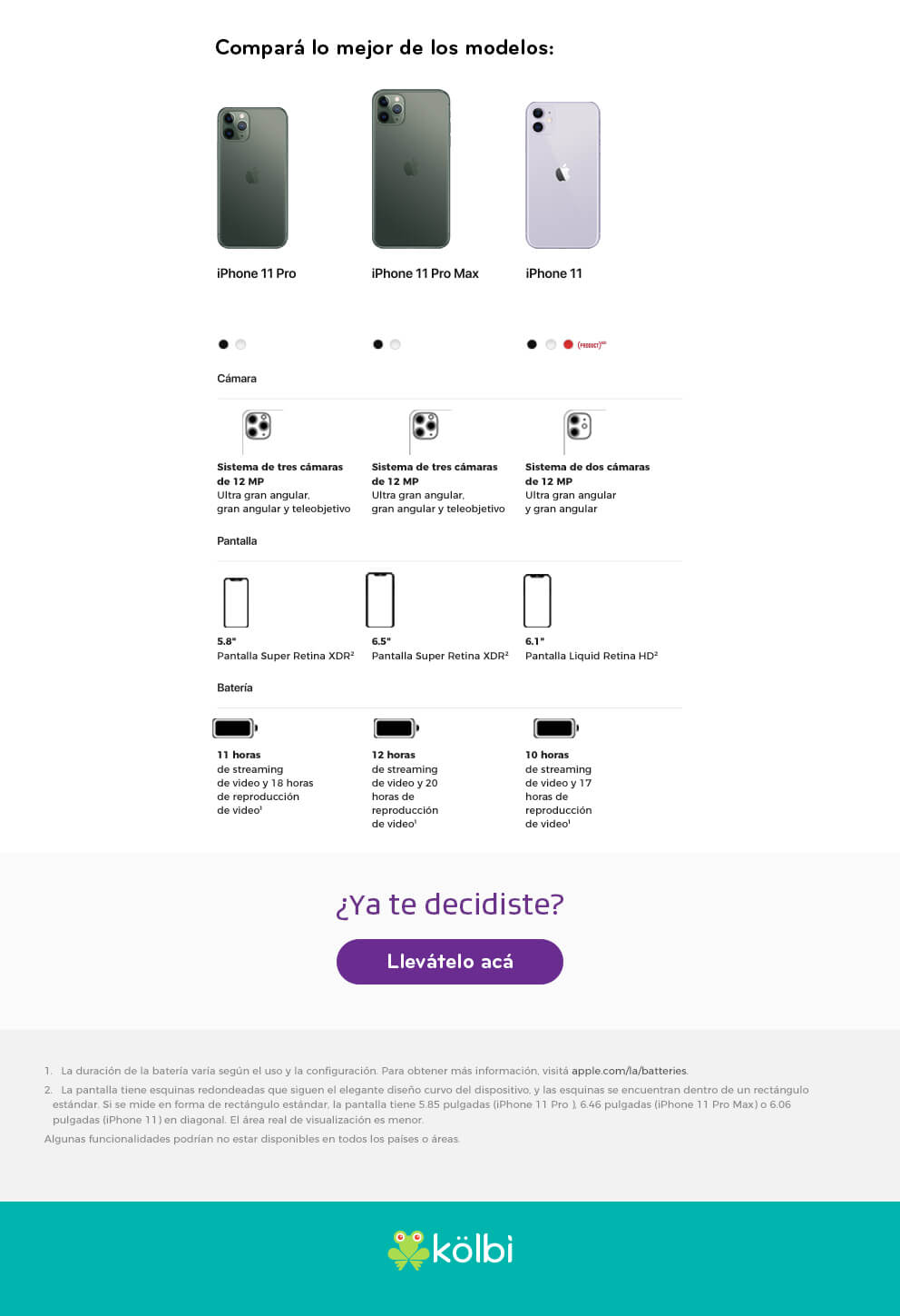 Compará lo mejor de los modelos: iPhone 11, iPhone 11 Pro, iPhone 11Pro Max