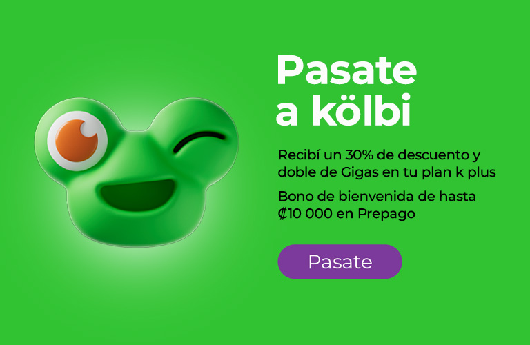 Pasate a kölbi y recibí un 30% de descuento en plan postpago o bono de 10.000 colones en prepago