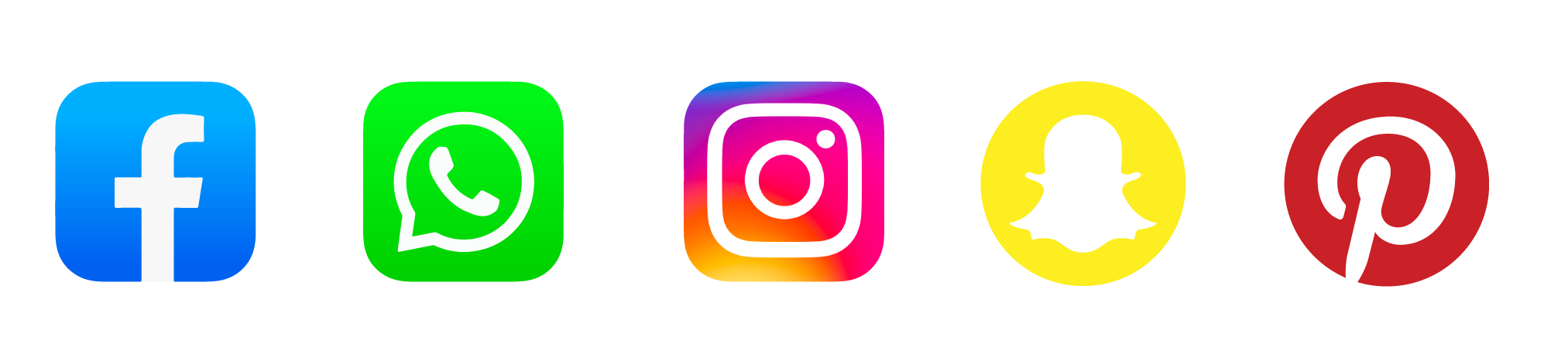 Facebook, Whatsapp, Instagram, Snapchat y Pinterest