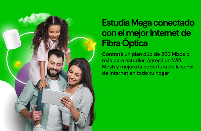 Estudía Mega conectado con el mejor Internet de Fibra Óptica