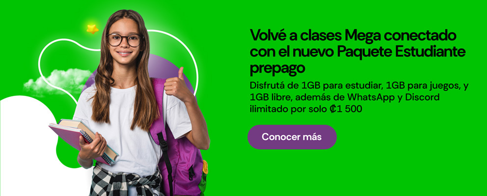 Volvé a clases Mega conectado con el nuevo Paquete Estudiante prepago