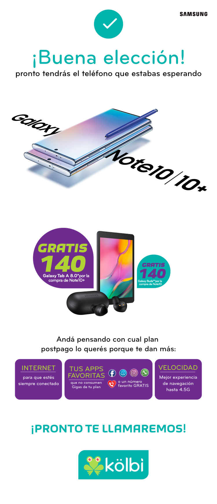 Buena elección, pronto tendrás el teléfono que estabas esperando