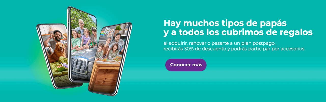 Este Día del Padre al adquirir, renovar o pasarte a plan kölbi postpago obtendrás grandes beneficios