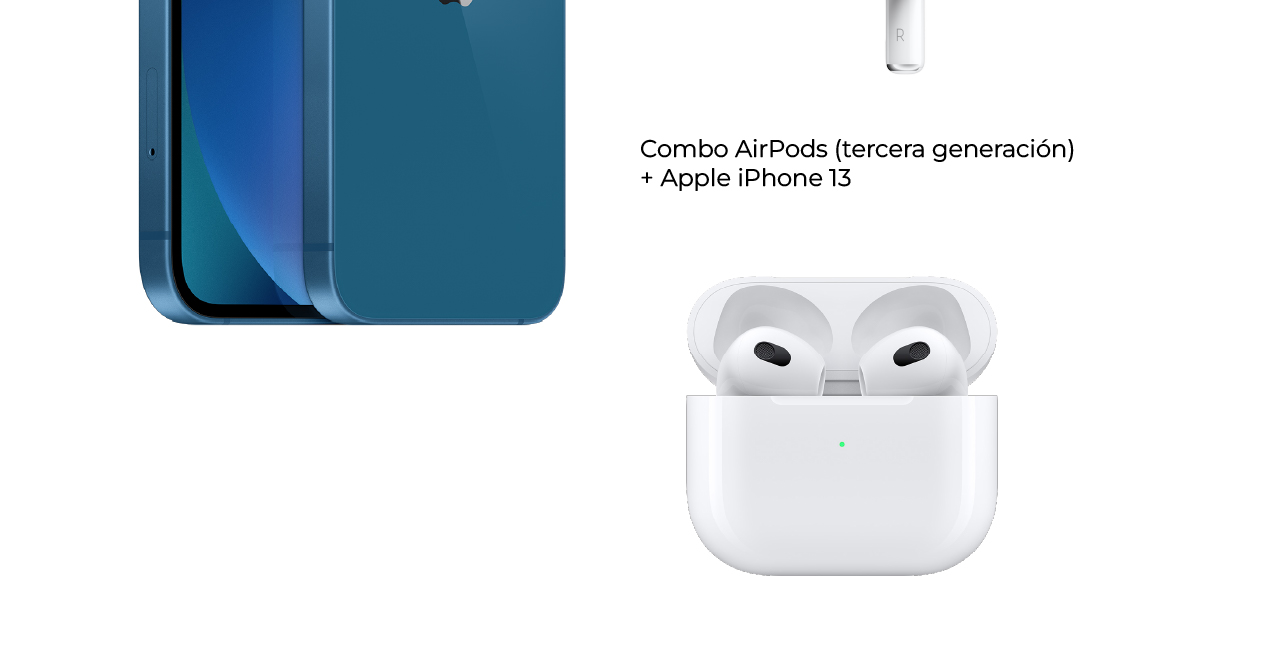 En combo Airpods (tercera generación) + Apple iPhone 13