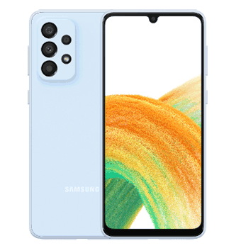 Samsung A33 5G disponible en colores negro, celeste y blanco