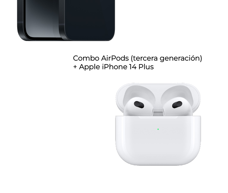 En combo AirPods (tercera generación) + Apple iPhone 14 Plus