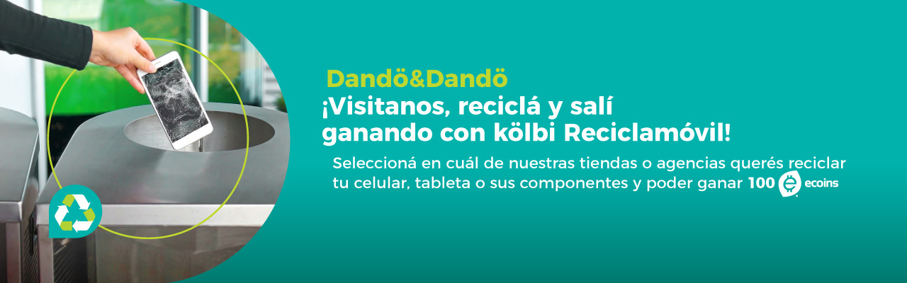  ¡Visitanos, reciclá y salí ganando  con kölbi Reciclamóvil! Seleccioná en cuál de nuestras tiendas o agencias querés reciclar tu celular, tableta o sus componentes y poder ganar 100 ecoins