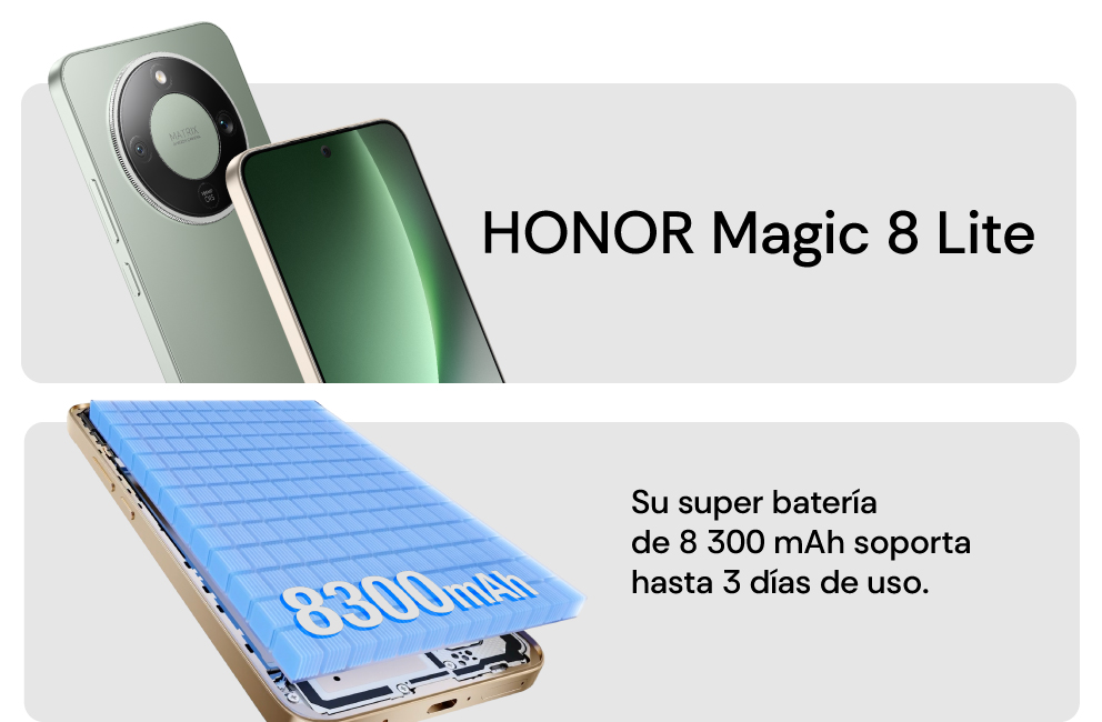 HONOR Magic 8 Lite, su super batería de 8300 mAh, soporta 3 días de uso  