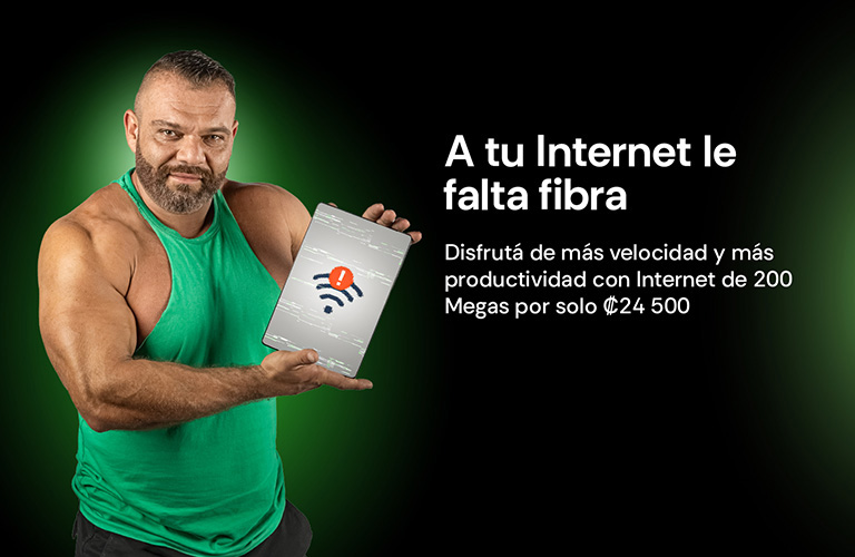 A tu Internet le falta fibra. Disfrutá más velocidad y más productividad con Internet x solo ₡24 500