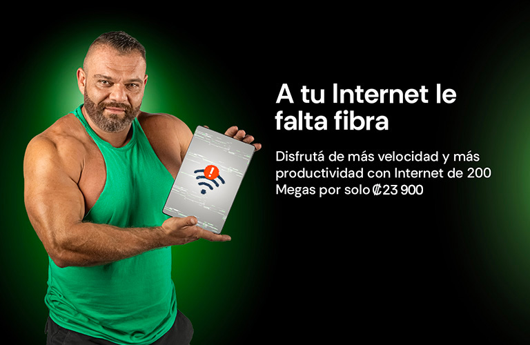 A tu Internet le falta fibra. Disfrutá más velocidad y más productividad con Internet x solo ₡23 900