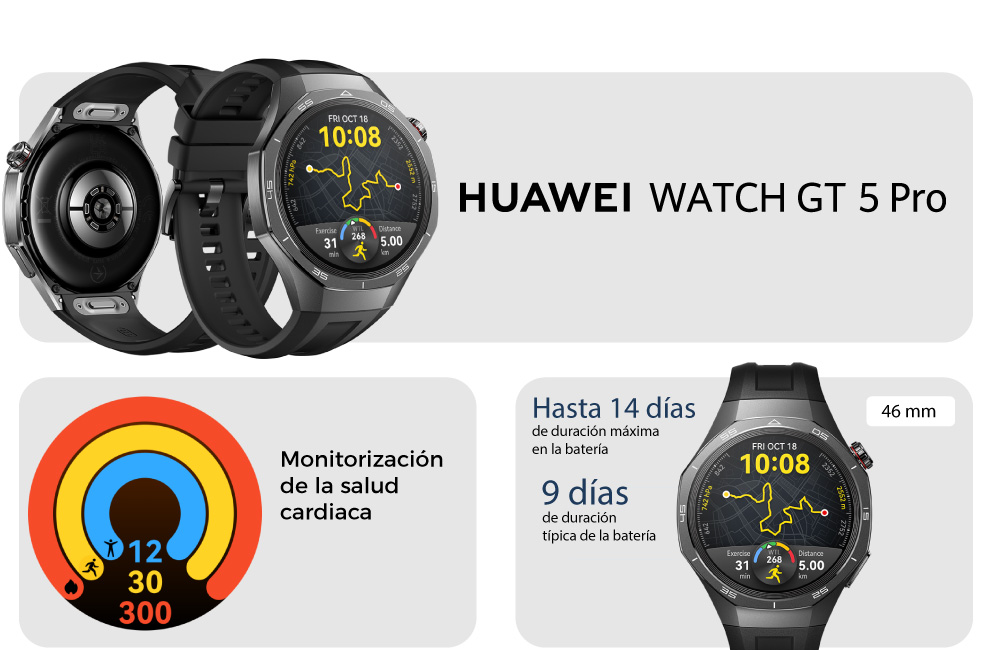 Huawei Watch GT 5 Pro, hasta 14 horas de duración máxima en la batería