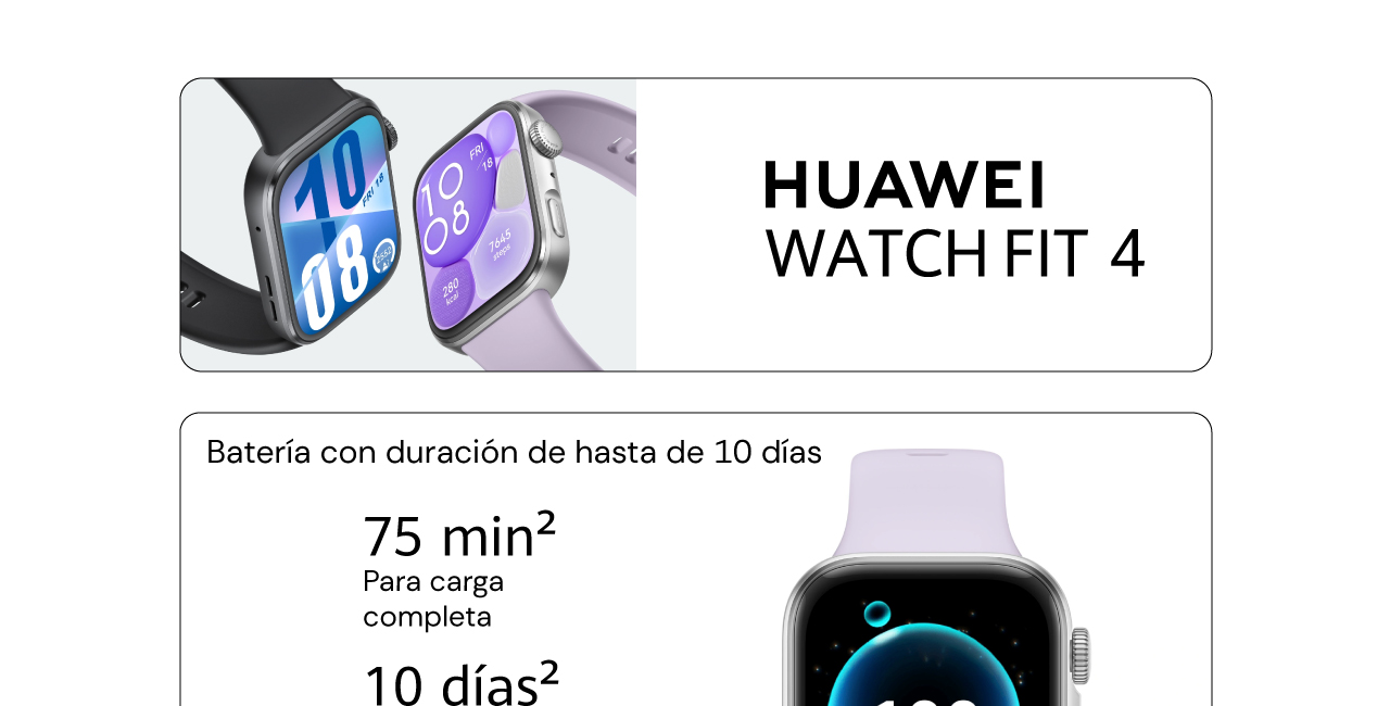 Huawei Watch Fit 4 con batería con duración de hasta 10 días