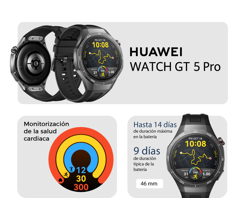 Huawei Watch GT 5 Pro, hasta 14 horas de duración máxima en la batería