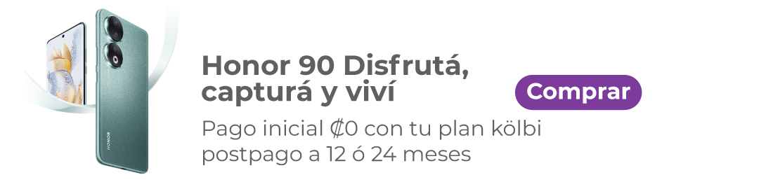 Nuevo Honor 90. Compralo acá con tu plan postpago y pago inicial de 0 colones