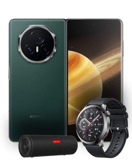 HONOR Magic V3 vista frontal y trasera con regalos