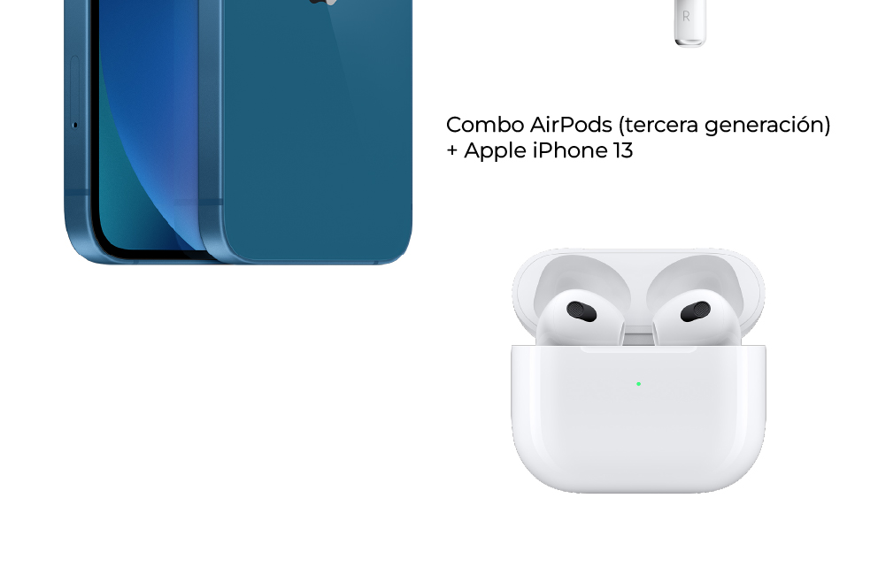 En combo Airpods (tercera generación) + Apple iPhone 13