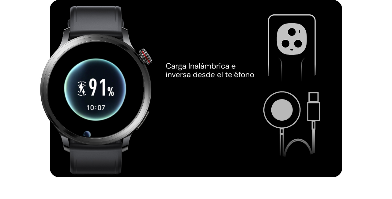 HONOR Watch 4 Pro: fcarga inalámbrica e inversa desde el teléfono