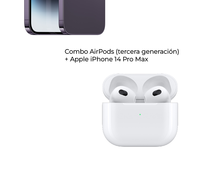 En combo AirPods (tercera generación) + Apple iPhone 14 Pro Max