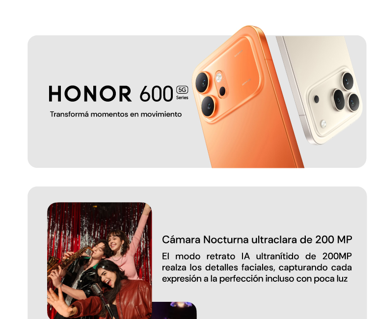 HONOR 600; cámara noctura ultraclara de 200MP