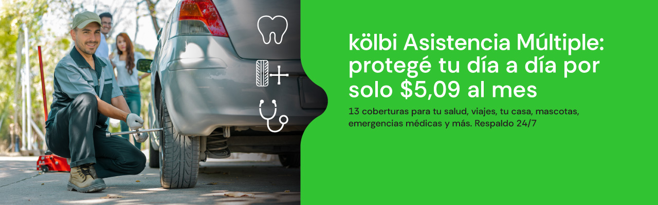 kölbi Asistencia Múltiple: protegé tu día a día por solo $5,09 al mes