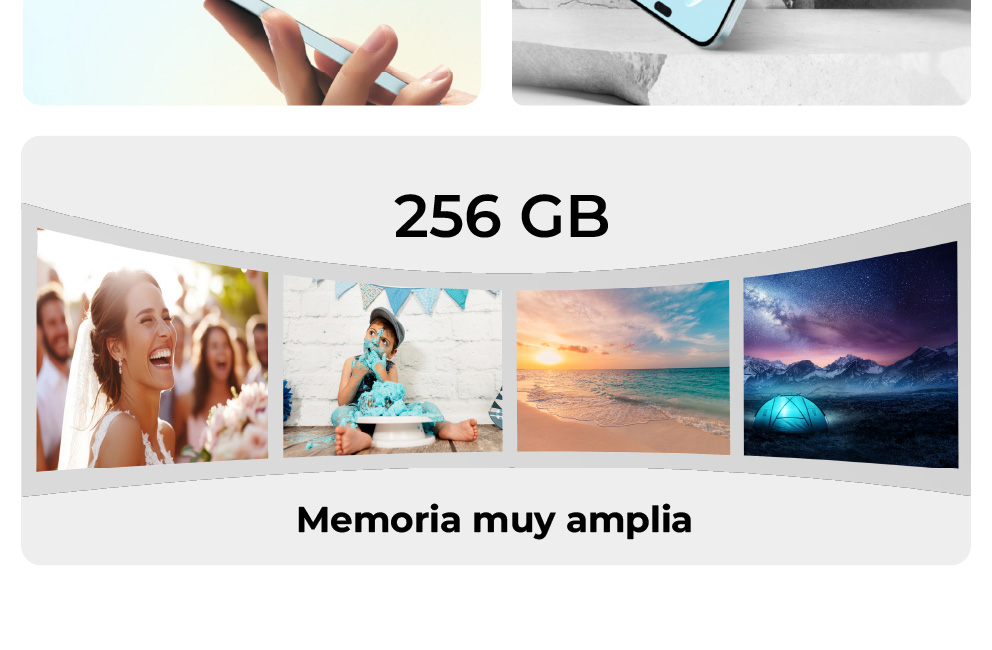 Almacenamiento extra grande de 8GB + 256GB