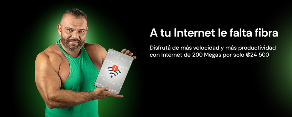 A tu Internet le falta fibra. Disfrutá más velocidad y más productividad con Internet x solo ₡24 500