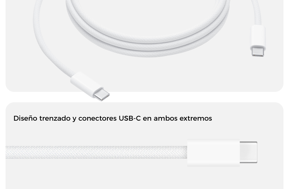 Diseño trenzado y conectores USB-C en ambos extremos